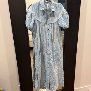 Free People Light Blue Button-Down Dress